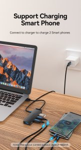 HUB USB Vention Hub USB 3.0 z 4 portami i zasilaczem CHLBD 0,5m czarny 24