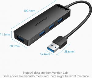 HUB USB Vention Hub USB 3.0 z 4 portami i zasilaczem CHLBD 0,5m czarny 5
