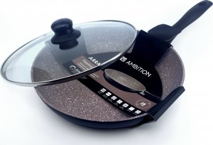 Patelnia Ambition PATELNIA AMBITION ARRAS KAMIENNA 28CM + POKRYWKA ŻAROODPORNA 1