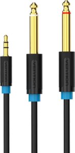 Kabel Vention Kabel audio Vention BACBD męski TRS 3,5mm na 2x męski kabel audio 6,35mm 0,5m czarny 1