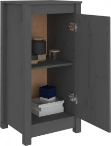 vidaXL Szafki, 2 szt., szare 40x35x80 cm, lite drewno sosnowe 4