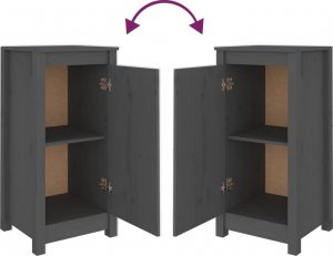 vidaXL Szafki, 2 szt., szare 40x35x80 cm, lite drewno sosnowe 7