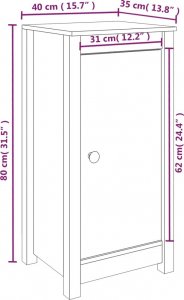 vidaXL Szafki, 2 szt., szare 40x35x80 cm, lite drewno sosnowe 10