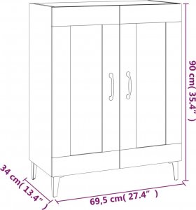 vidaXL Szafka, szary dąb sonoma, 69,5x34x90cm 9