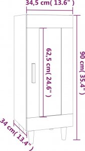 vidaXL Szafka, przydymiony dąb, 34,5x34x90 cm 10