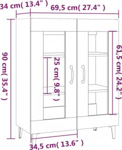 vidaXL Szafka, szary dąb sonoma, 69,5x34x90cm 9