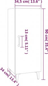vidaXL Szafka, przydymiony dąb, 34,5x34x90 cm, materiał drewnopochodny 10