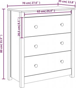 vidaXL Szafka, 70x35x80 cm, lite drewno sosnowe 9