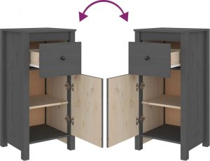 vidaXL Szafki, 2 szt., szare, 40x35x80 cm, lite drewno sosnowe 7