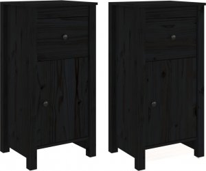 vidaXL Szafki, 2 szt., czarne, 40x35x80 cm, lite drewno sosnowe 2