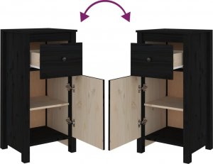 vidaXL Szafki, 2 szt., czarne, 40x35x80 cm, lite drewno sosnowe 7