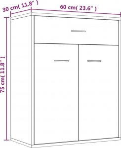 vidaXL Szafka, przydymiony dąb, 60x30x75 cm, materiał drewnopochodny 9
