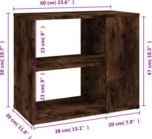 vidaXL Szafka boczna, przydymiony dąb, 60x30x50 cm 7