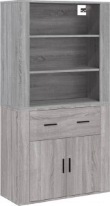 vidaXL Wysoka szafka, szary dąb sonoma, materiał drewnopochodny 2