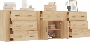 vidaXL Szafki, 3 szt., dąb sonoma, materiał drewnopochodny 4