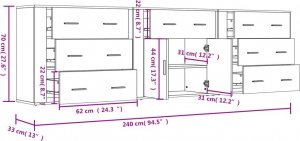 vidaXL Szafki, 3 szt., dąb sonoma, materiał drewnopochodny 9