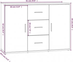 vidaXL Szafka, szary dąb sonoma, 91x29,5x65cm 9