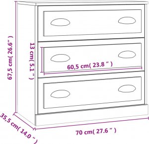 vidaXL Szafka, biała, 70x35,5x67,5 cm 9