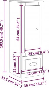 vidaXL Szafka czarna 36x35,5x103,5 cm 10