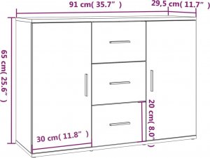 vidaXL Szafka, dąb sonoma, 91x29,5x65 cm 9