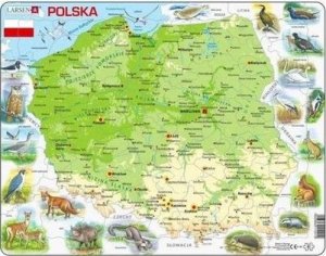 Larsen Układanka Mapa Polska fizyczna zwierzęta Maxi 1