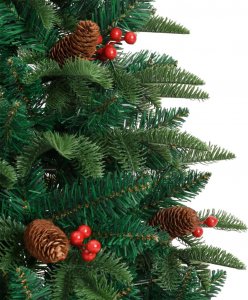 vidaXL Sztuczna choinka zawiasowa z szyszkami i jagodami, 150 cm 5