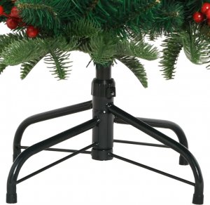 vidaXL Sztuczna choinka zawiasowa z szyszkami i jagodami, 150 cm 6