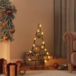 vidaXL Metalowa choinka świąteczna, do dekoracji, czarna, 60 cm 1