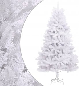 vidaXL Sztuczna choinka z zawiasami i stojakiem, biała, 240 cm 1
