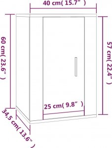 vidaXL Wiszące szafki TV, 2 szt., przydymiony dąb, 40x34,5x60 cm 12