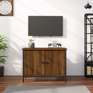 vidaXL Szafka TV z drzwiczkami, brązowy dąb, 60x35x45 cm 1