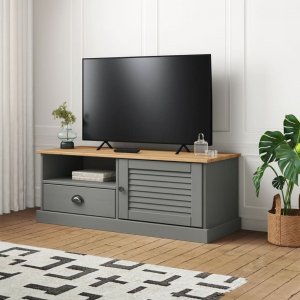 vidaXL Szafka pod TV VIGO, szara, 106x40x40 cm, lite drewno sosnowe 1