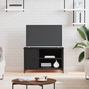 vidaXL Szafka pod TV, czarna, 80x40x50 cm, materiał drewnopochodny 1