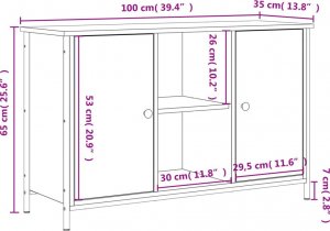 vidaXL Szafka pod TV, czarna, 100x35x65 cm 11
