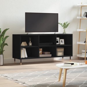 vidaXL Szafka pod TV, czarna, 103,5x30x50 cm, materiał drewnopochodny 1