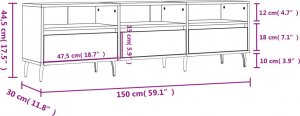 vidaXL Szafka pod TV, dąb sonoma, 150x30x44,5 cm 11