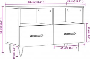 vidaXL Szafka pod TV, czarna, 80x36x50 cm, materiał drewnopochodny 12
