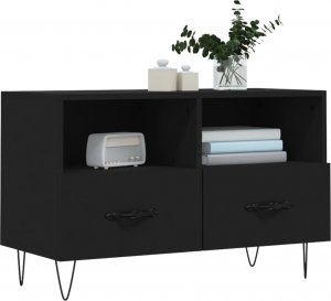 vidaXL Szafka pod TV, czarna, 80x36x50 cm, materiał drewnopochodny 3