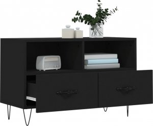 vidaXL Szafka pod TV, czarna, 80x36x50 cm, materiał drewnopochodny 4