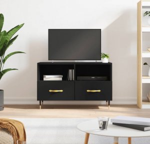 vidaXL Szafka pod TV, czarna, 80x36x50 cm, materiał drewnopochodny 1