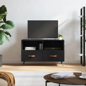 vidaXL Szafka pod TV, czarna, 80x36x50 cm, materiał drewnopochodny 1