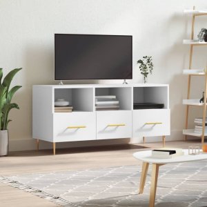 vidaXL Szafka pod TV, biała, 102x36x50 cm, materiał drewnopochodny 1