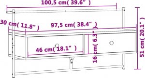 vidaXL Szafka pod telewizor, ścienna, przydymiony dąb, 100,5x30x51 cm 10