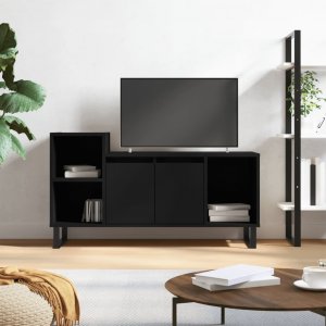 vidaXL Szafka pod TV, czarna, 100x35x55 cm, materiał drewnopochodny 1
