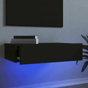 vidaXL Szafka telewizyjna z LED, czarna, 60x35x15,5 cm 1