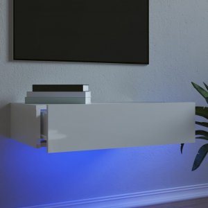 vidaXL Szafka telewizyjna z LED, biała z połyskiem, 60x35x15,5 cm 1