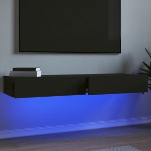 vidaXL Szafki telewizyjne z LED, 2 szt., czarne, 60x35x15,5 cm 1