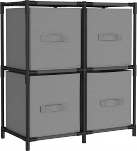 vidaXL Szafka z 4 koszami z tkaniny, szara, 63x30x71 cm, stal 2