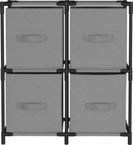 vidaXL Szafka z 4 koszami z tkaniny, szara, 63x30x71 cm, stal 3