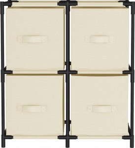 vidaXL Szafka z 4 koszami z tkaniny, kremowa, 63x30x71 cm, stal 3